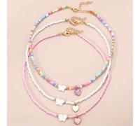 Shein 3 piezas Set de collares con cuentas de colores en forma de corazón para niñas