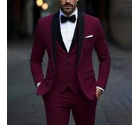 Shein 3 piezas Traje de negocios de calidad primaveral para hombre, vestido de novia de unicolor para novio, chaquetas casuales ajustadas para hombres, Vesr