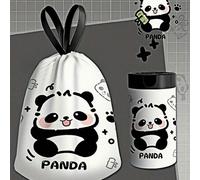 Shein 30/60/90 Bolsas de basura de plástico con cordón, con diseño de panda de gran tamaño de 50*45cm, bolsas de almacenamiento de basura portátiles y refor