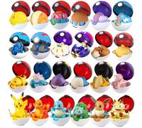 Shein 30 estilos de juguetes Pokémon genuinos con Poké Ball que pueden transformarse, muñecos de juguete, mascotas de monstruos de bolsillo, elfos, Pikachu,