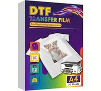 Shein 30 hojas A4 de película DTF mateada de doble cara, papel de transferencia térmica universal para todo tipo de camisetas y tejidos oscuros, con colores