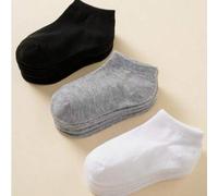 Shein 30 pares de calcetines náuticos casuales y transpirables de unicolor para niños, negro/blanco/gris, adecuados para bebés/niños pequeños niños/niñas, p