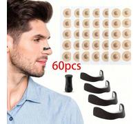 Shein 30 piezas/60 piezas Tiras magnéticas para la nariz + Clip nasal negro, Tiras nasales anti ronquidos - Aumenta el suministro de oxígeno, Reduce los ron