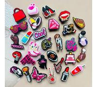 Shein 30 PIEZAS de la serie "Miss Charm", serie de cosméticos decoraciones para zapatos, estilo estadounidense, adecuado para zapatos, bolsos, muñequeras y