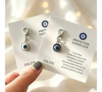 Shein 30 piezas Llaveros con ojo turco clásico | Incluye tarjeta y llavero | Tarjeta de bendición exclusiva | Adecuado para regalos de equipo, regalos de co