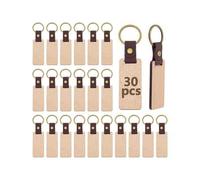 Shein 30 piezas Llaveros de disco redondo de madera, regalos y manualidades pequeños y creativos Anillos de llave de madera