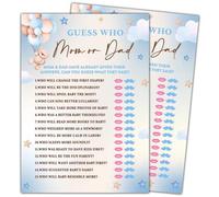 Shein 30 piezas "No podemos esperar para descubrir quiénes son mamá y papá" Tarjetas del juego de la fiesta de revelación del género, decoraciones para baby