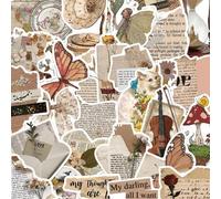 Shein 30 PIEZAS Paquete de adhesivos con textos y fragmentos de arte retro para DIY, contabilidad manual, diario, álbum de recortes, cuaderno, vaso de agua,