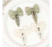 Shein 30 piezas Pequeños clips con lazo de bebé estilo snap para niñas, cintas de grosgrén completamente envueltas de 1,5 pulgadas, accesorios de cabello de