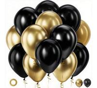 Shein 30 piezas/Set Globos metálicos negros y dorados, globos bicolor de 10 pulgadas, adecuados para ceremonia de graduación, aniversario, decoración de fie