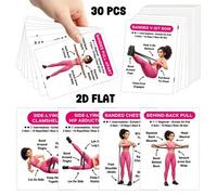 Shein 30 piezas Tarjetas de ejercicio con banda de resistencia, guía ilustrada de entrenamiento fitness en casa de 2.5*3.5 pulgadas, tarjetas de instruccion