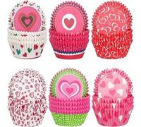 Shein 300/100 Piezas De Revestimientos Para Cupcakes De Papel Con Forma De Corazón, Molde Para Hornear De Tamaño Estándar Para El Día De San Valentín, Bodas