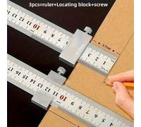 Shein 30cm/40cm Escuadra de carpintería de metal, herramienta de carpintería, regla de acero para medir y marcar, bloque de posicionamiento para medir y mar