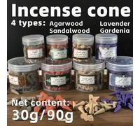 Shein 30g/90g Conos de incienso de colores, incienso en forma de cono, incienso en forma de torre, natural y sin aditivos, 4 aromas: sándalo, agar, gardenia