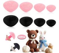 Shein 32 piezas de narices con felpa para muñecas con arandelas, set de narices de 11/15/17/18mm adecuado para juguetes de ganchillo con felpa, marionetas