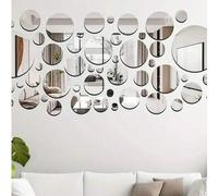 Shein 32 piezas Pegatinas de espejo redondo, Decoración de pared de espejo acrílico, Decoración de habitación, Decoración de dormitorio, Decoración de baño