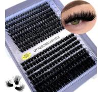 Shein 320 piezas Extensiones de pestañas individuales de 16 filas, extensiones de pestañas en racimo D-Curl esponjosas de 60D 80D 100D de 8-16mm, extensione