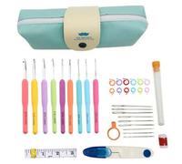 Shein 33 piezas Juego de ganchos de ganchillo, accesorios de herramientas de tejido en bolsa de PU (los colores de los accesorios son aleatorios)