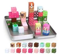 Shein 35/70 piezas Juego de construcción magnético STEM - Parque forestal rosa DIY 3D Casa y escenario de árbol con cubos de personajes adorables, juguete d