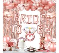 Shein 35 piezas Globos de aluminio con forma de corazón color oro rosa para la novia, globos en forma de anillo de compromiso, globos de confeti multicolor,