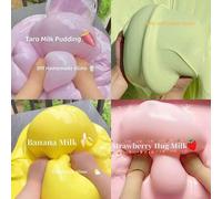 Shein 350ml Cubo jumbo de slime rosa, polvo de fresa soñadora, leche de arándano azul abrazo, agua falsa morada, slime de gel de espuma de agua falsa, 120ml