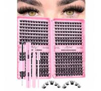 Shein 352 piezas Juego de pestañas postizas DIY, que incluye pegamento, diversas herramientas - pestañas postizas, pegamento, pinzas y cepillo de pestañas,