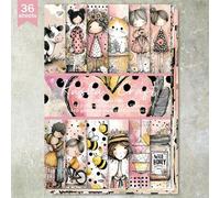 Shein 36 hojas A5 de papel para scrapbooking con fondo abstracto de flores de primavera y animales de niña, adecuado para diarios de balas, collages, tarjet