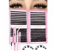 Shein 384 piezas Pestañas postizas individuales, Libro de pestañas, Pestañas postizas en racimo, Kit de extensión de pestañas DIY con pinzas, pegamento para