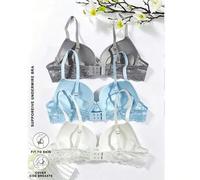 Shein 3pcs/Set Conjunto de Lencería Sexy para Niñas con Busto Pequeño/Mujeres - Sujetador Push-Up Acolchado de Lujo, Acolchado Delgado, Encaje Exquisito, So