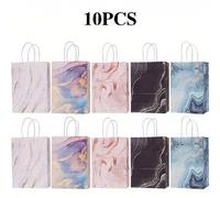 Shein 4/10/16/20 piezas Bolsas de regalo de papel kraft con asas, que incluyen patrones de mármol, adecuadas para boda, , despedida de soltera, cumpleaños,