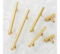 Shein 4/10 piezas Juego de tiradores de gabinete de cocina de latón cepillado, tiradores de cajón de acero inoxidable y perillas de gabinete doradas - Herra