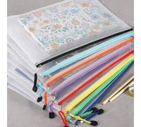 Shein 4/12 piezas Bolsa con cremallera de malla de colores aleatorios, bolsa rompecabezas para organizar el almacenamiento, tamaño carta, tamaño A4, bolsa d