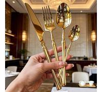 Shein 4/16/24 piezas Juego de Cubiertos de Acero Inoxidable, Cuchillo de Mesa, Tenedor de Mesa, Cuchara de Mesa, Cuchara de Café para Restaurante, Hotel, Bu