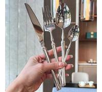 Shein 4/16/24 piezas Juego de Cubiertos de Acero Inoxidable, Cuchillo de Mesa, Tenedor de Mesa, Cuchara de Mesa, Cuchara de Café para Restaurante, Hotel, Bu