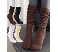 Shein 4/3/2/1 Par de Calcetines de Terciopelo Hasta el Muslo para Mujer, Calcetines de Lana Gruesos Acolchados Hasta la Rodilla, Calentadores de Pierna Cáli