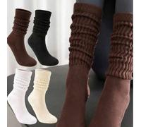 Shein 4/3/2/1 par de calcetines hasta la rodilla para mujer con forro térmico grueso, calcetines acanalados suaves y cálidos, calcetines hasta el muslo/pant