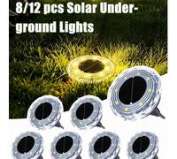 Shein 4/8/12 piezas Luces solares de diamante para enterrar, lámpara de paisaje mini con 8 LED, luz de jardín resistente a la intemperie con opción de luz b