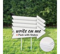 Shein 4/8 piezas Juego de señales de flecha en blanco de plástico con estacas - Señales direccionales resistentes a la intemperie para todo tipo de ocasione