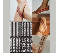 Shein 4 hojas de calcomanías adhesivas con plantilla de tatuaje en diseño floral Henna para el pie, plantilla temporal de tatuaje para diseño de Mehndi de a