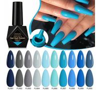 Shein 4 lilys 10ml Esmalte de uñas en gel azul, esmalte de gel para manicura francesa, esmalte en gel que se retira con remojo y se cura con luz UV, diseño