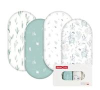 Shein 4 paquetes de sábanas para moisés, sábanas ajustadas acogedoras y transpirables, sábanas de cuna de viaje con patrón floral de moda, sábanas de cuna e