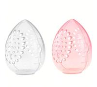 Shein 4 Paquetes/Juego de 8 Cajas de almacenamiento de cosméticos de huevo transparentes y transpirables portátiles, adecuadas para viajes, con esponja anti