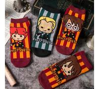 Shein 4 pares de calcetines para hombre de Harry Potter, calcetines cortos y transpirables con estilo de academia mágica, calcetines de mujer y calcetines s