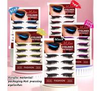 Shein 4 pares de delineador de ojos con purpurina autoadhesivo y set de pestañas postizas - resistente al agua, sin necesidad de pegamento, adecuado para ma