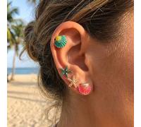 Shein 4 pares de nuevos pendientes de moda elegantes y minimalistas con estilo de vacaciones de verano para mujeres, con formas de criaturas marinas como es