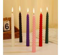 Shein 4 piezas/1 set Velas en espiral francesas de colores, velas en gradiente de color Morandi, velas largas en barra adecuadas para restaurantes, hoteles,