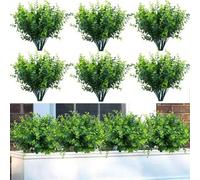 Shein 4 piezas/10 piezas Plantas artificiales, tallos de boj artificial para exteriores que no se desvanecen bajo el sol, plantas falsas, follaje falso, arb