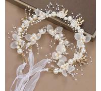 Shein 4 piezas/2 piezas/1 pieza Conjunto de diadema de aleación con perlas falsas de estilo elegante adecuado para adolescentes, diadema de perlas con flore