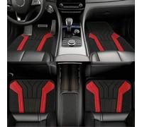 Shein 4 piezas Alfombrillas para coche a rayas rojas, absorbentes, antideslizantes, lavables, decorativas para el interior, adecuadas para sedanes, SUVs y c