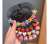 Shein 4 Piezas Bonitas Y Coloridas Hebillas De Pelo Para Niñas Con Formas De Flor, Fresa, Corazón Y Conejo Con Peine Ondulado Y Clip De Pelo Para Uso Diario
